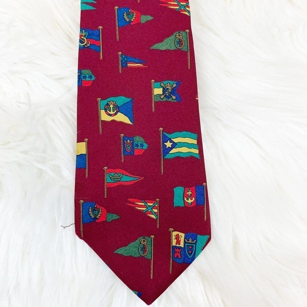 ETRO Mens 100% Silk Neck Tie Flag Printed Countries